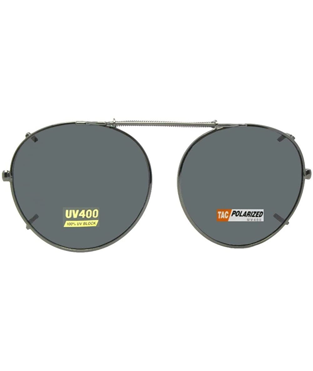 Round Semi Round Polarized Clip on Sunglasses - Pewter-polarized Gray Lens - C6189UL7ND9 $32.27