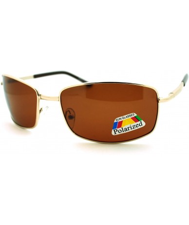 Rectangular Mens Polarized Sunglasses Reduced Glare Classic Rectangular Frame - Gold - CD186I4R0XM $20.88