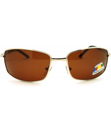 Rectangular Mens Polarized Sunglasses Reduced Glare Classic Rectangular Frame - Gold - CD186I4R0XM $20.88