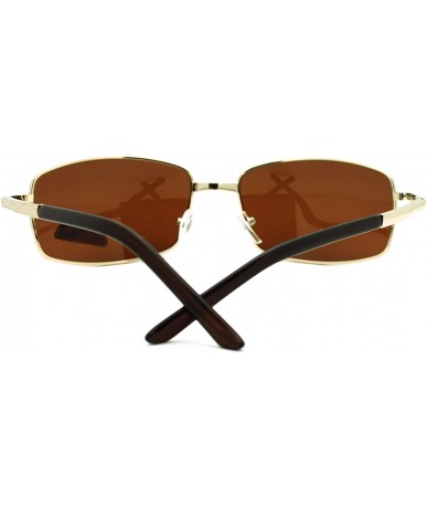 Rectangular Mens Polarized Sunglasses Reduced Glare Classic Rectangular Frame - Gold - CD186I4R0XM $20.88