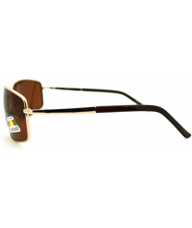 Rectangular Mens Polarized Sunglasses Reduced Glare Classic Rectangular Frame - Gold - CD186I4R0XM $20.88