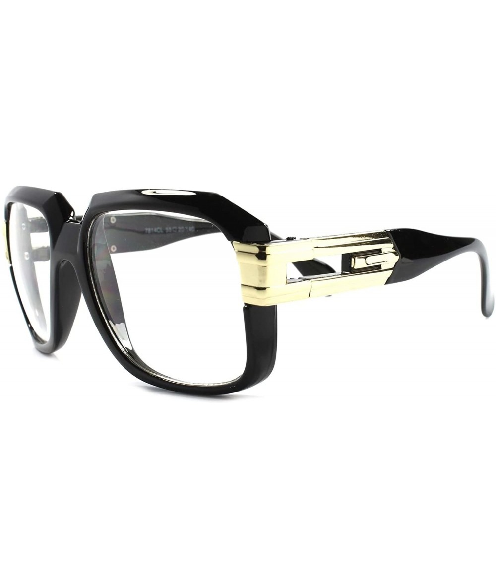 Oversized Classic Retro 80s OG Hip Hop Urban Fashion Oversized Square - Black & Gold - CB1892A3S7G $23.73