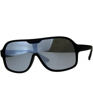 Shield Color Mirror Futuristic Robotic Shield Plastic Racer Sunglasses - Black Silver - C518CR9SOAW $19.01