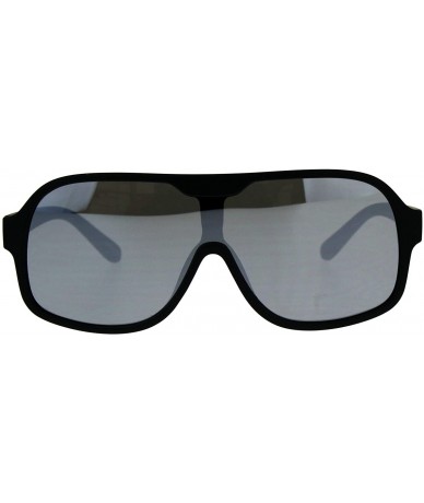 Shield Color Mirror Futuristic Robotic Shield Plastic Racer Sunglasses - Black Silver - C518CR9SOAW $19.01