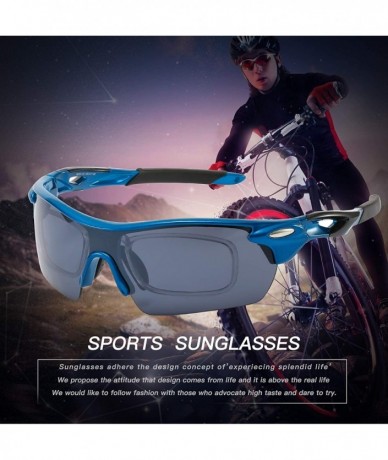 Sport Sports Cycling Sunglasses for Men Women Unbreakable Shade Glasses for Running Bike Large - Blue - CH18Y35WMHH $22.99