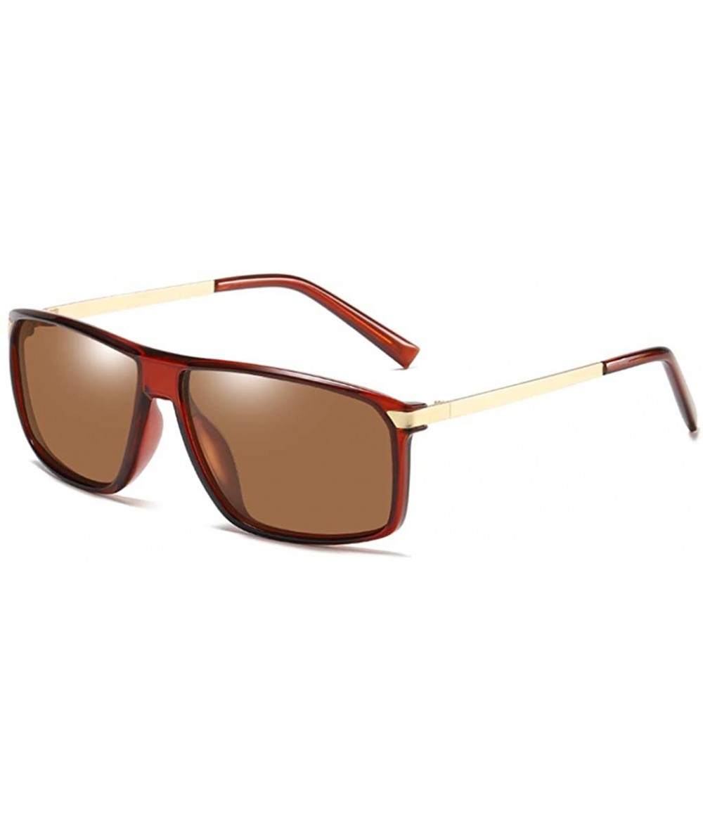 Square Sunglasses Polarized Antiglare Anti ultraviolet Travelling - Tan - CC18WTTOXTX $43.19