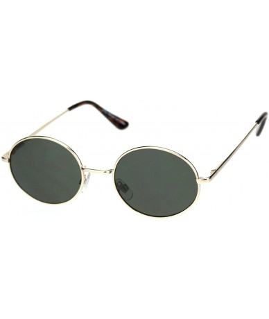 Oval Mens Spring Hinge Oval Round Metal Rim Dad Sunglasses - Gold Green - CI18RUHLMXS $18.48