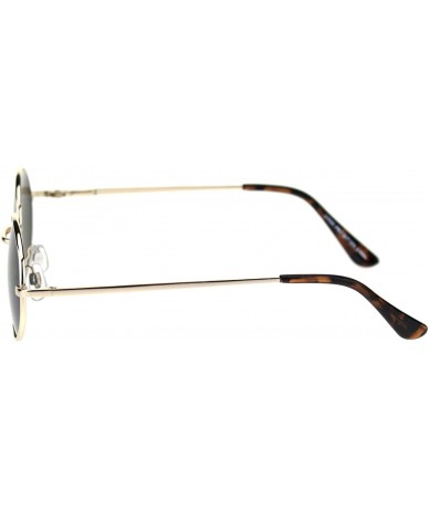 Oval Mens Spring Hinge Oval Round Metal Rim Dad Sunglasses - Gold Green - CI18RUHLMXS $18.48