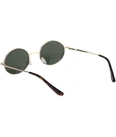 Oval Mens Spring Hinge Oval Round Metal Rim Dad Sunglasses - Gold Green - CI18RUHLMXS $18.48