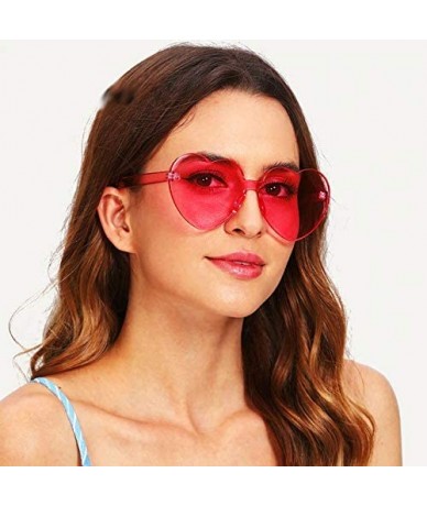 Rimless Rimless Heart Color Therapy Sunglasses Translucent Music Festival Summer Beach Oculent - CF117VM70EB $24.06