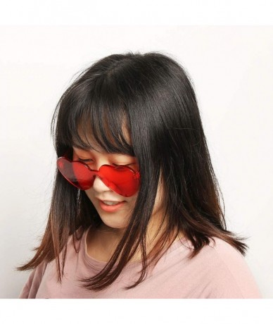 Rimless Rimless Heart Color Therapy Sunglasses Translucent Music Festival Summer Beach Oculent - CF117VM70EB $24.06