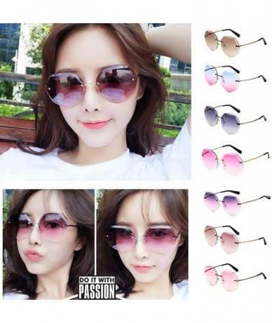 Oval Ladies Vintage Small Sunglasses Oval Slim Metal Frame Candy Color Classic Glasses - E - CE196ID38EH $23.41