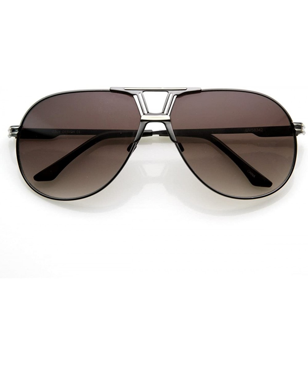 Aviator Optical Quality Avant-Garde Design Metal Aviator Sunglasses (Gunmetal/Smoke) - CF116RGI1EZ $26.93