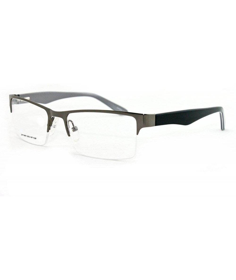 Oversized Slim Metal Half Frame Prescription Only Glasses with Spring Hinge - Gunmetal/Gray - C211PA0T1PV $34.22