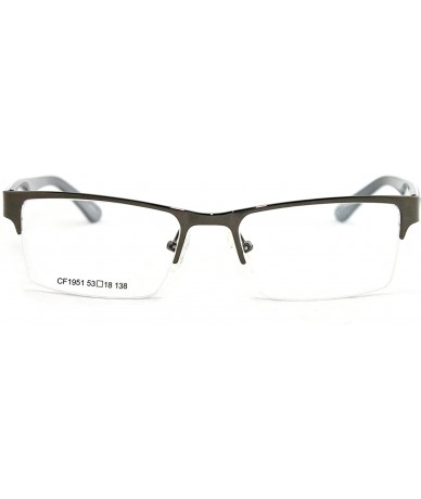 Oversized Slim Metal Half Frame Prescription Only Glasses with Spring Hinge - Gunmetal/Gray - C211PA0T1PV $34.22