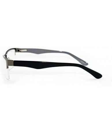 Oversized Slim Metal Half Frame Prescription Only Glasses with Spring Hinge - Gunmetal/Gray - C211PA0T1PV $34.22