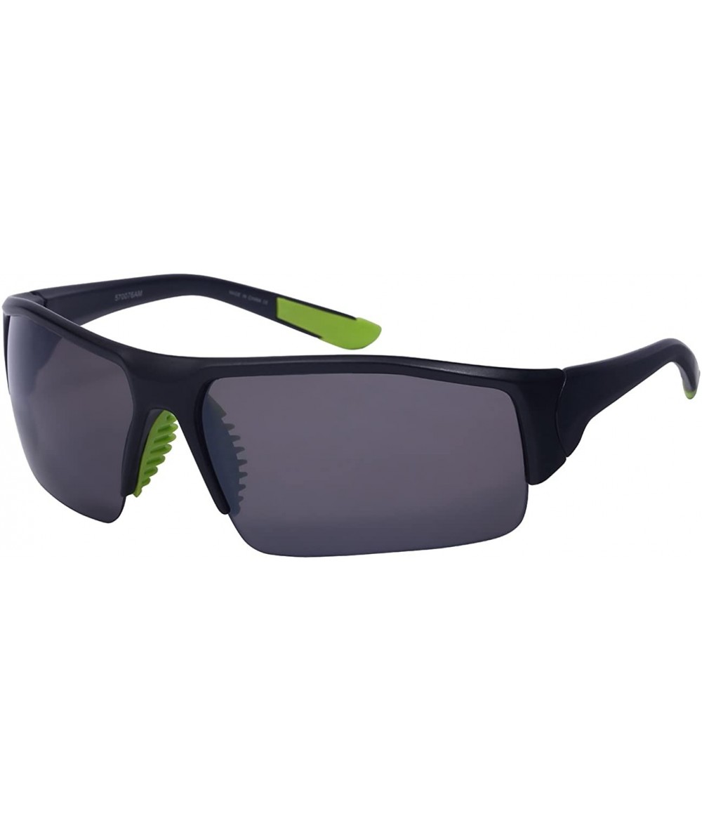 Semi-rimless Men's Rectangular Half Frame Performance Sunglasses 570076AM-FM - Matte Black - CW126ZMPD73 $19.31