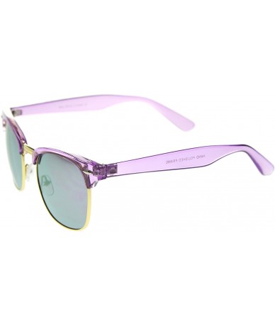 Square Womens Horn Rimmed Sunglasses With UV400 Protected Mirrored Lens - Purple / Purple Mirror - C812IGK4TN1 $19.68