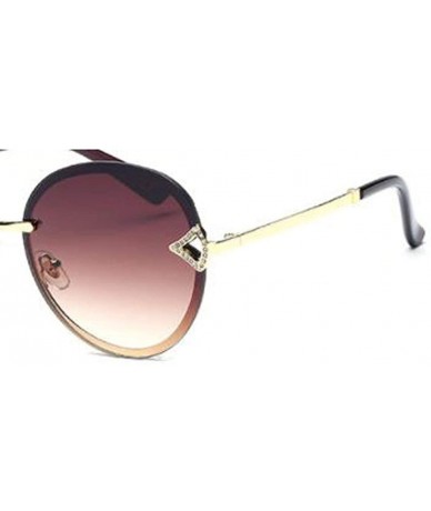 Aviator 2019 frameless new sunglasses - ladies diamond fashion frameless tide sunglasses - F - C418SCA5OZ7 $70.15