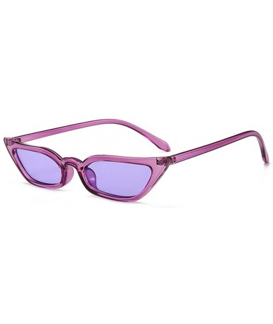 Cat Eye Sunglasses Fashion Cat-Eye Cool A Small Frame Glasses Sunglasses - C2 Purple Frame Purple Slice - CN18THIQ3DQ $16.88