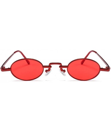 Square Unisex Vintage Oval Glasses Small Metal Frames Sunglasses UV400 - Red - CH18NO0KA99 $20.69