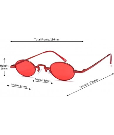 Square Unisex Vintage Oval Glasses Small Metal Frames Sunglasses UV400 - Red - CH18NO0KA99 $20.69