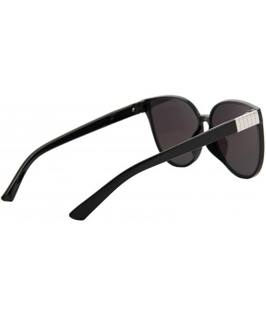 Cat Eye Modern Stylish Sunglasses for Women Trendy Cateye Oversized Mirrored - Black Frame/ Mirrored Silver Frame - CL18O7L25...