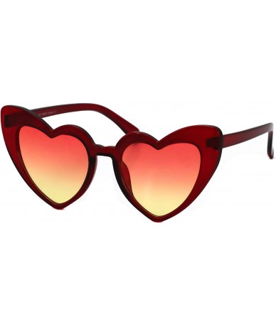 Cat Eye Fashion Love Heart Shaped Sunglasses For Women Girls Hippie Party Shade Sunglasses - Red / Red Yellow - CZ180T5TKIU $...