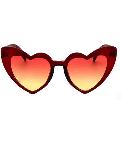 Cat Eye Fashion Love Heart Shaped Sunglasses For Women Girls Hippie Party Shade Sunglasses - Red / Red Yellow - CZ180T5TKIU $...