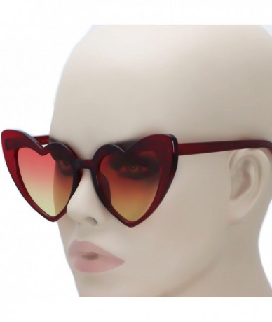 Cat Eye Fashion Love Heart Shaped Sunglasses For Women Girls Hippie Party Shade Sunglasses - Red / Red Yellow - CZ180T5TKIU $...