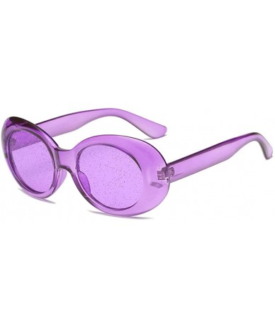 Square Women's Cat Eye Sunglasses Retro Oval Oversized Plastic Lenses glasses - Purple - CL18NS5RY6Q $19.52