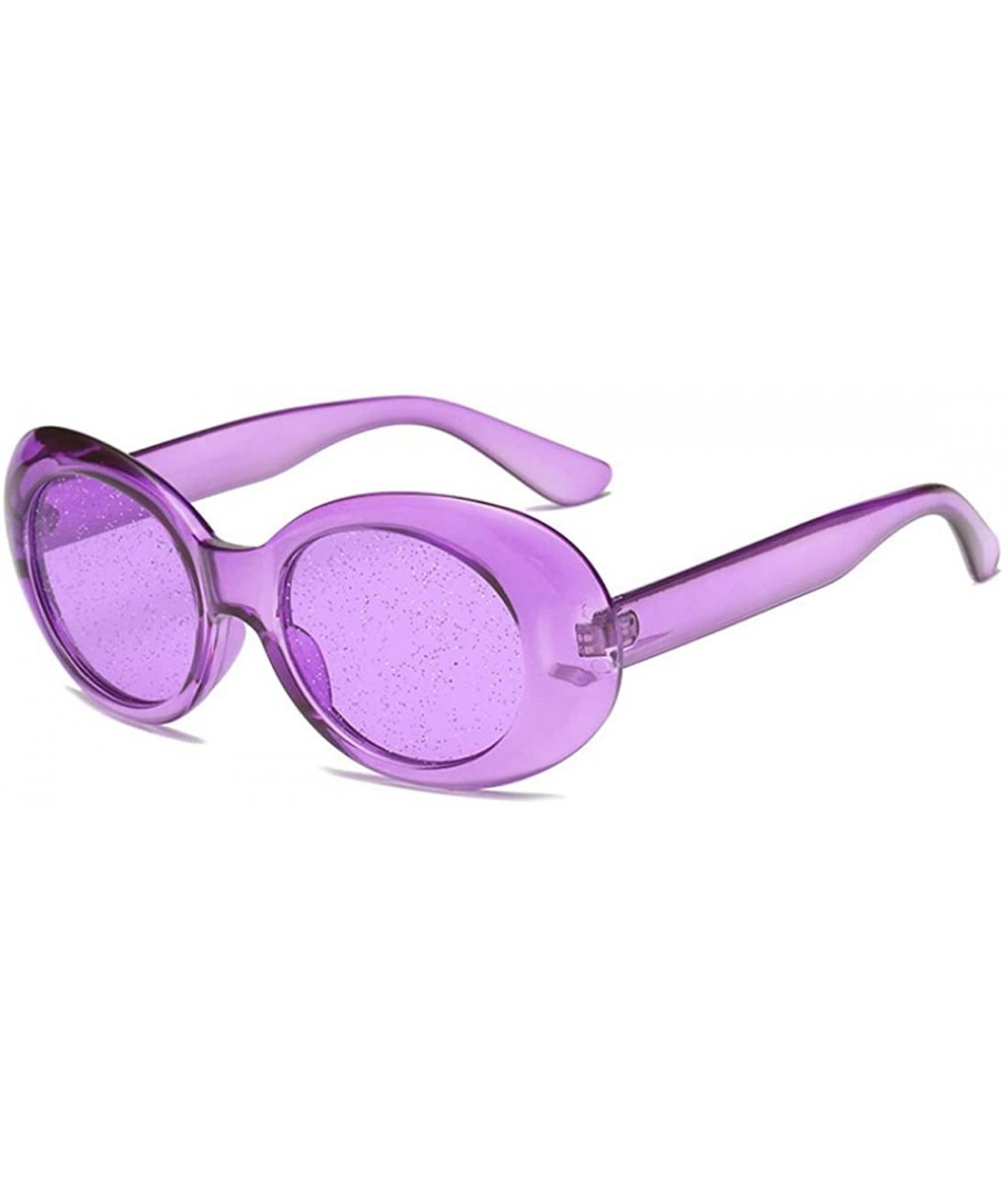 Square Women's Cat Eye Sunglasses Retro Oval Oversized Plastic Lenses glasses - Purple - CL18NS5RY6Q $19.52