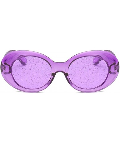 Square Women's Cat Eye Sunglasses Retro Oval Oversized Plastic Lenses glasses - Purple - CL18NS5RY6Q $19.52