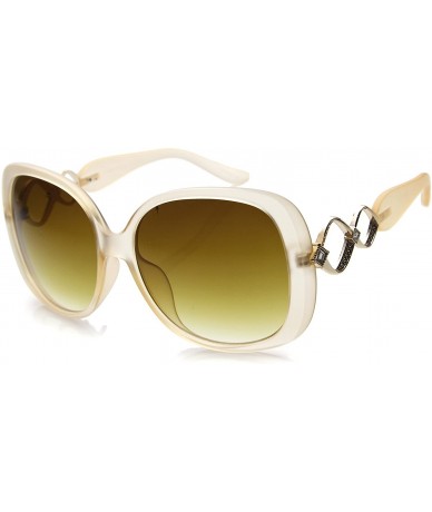 Butterfly Women's Oversize Decorative Metal Detail Butterfly Sunglasses 60mm - Creme-gold / Amber - CI126OMVCDD $18.97