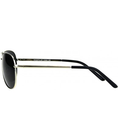 Aviator Mens Polarized Lens Sunglasses Metal Frame Spring Hinge Racer Aviator - Silver (Black) - C718OG572WU $22.88