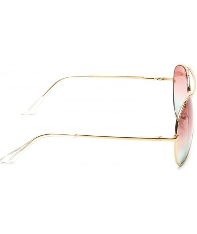 Aviator Retro Aviator Sunglasses Double Nose Bridge Color Tinted Gradient Lens Metal Frame - Coral & Green - C618EY0RD3Z $22.08