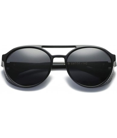 Round Round Mirrored Sunglasses For Men Shield Men Sun Glasses Polarized - Black - CF18M4NYUUZ $20.97