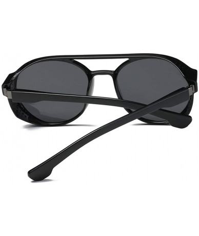 Round Round Mirrored Sunglasses For Men Shield Men Sun Glasses Polarized - Black - CF18M4NYUUZ $20.97