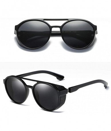 Round Round Mirrored Sunglasses For Men Shield Men Sun Glasses Polarized - Black - CF18M4NYUUZ $20.97