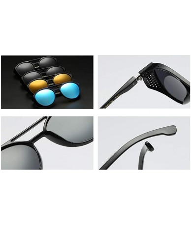 Round Round Mirrored Sunglasses For Men Shield Men Sun Glasses Polarized - Black - CF18M4NYUUZ $20.97