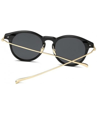 Semi-rimless Women Retro Vintage UV400 Sunglasses Wood Grain Alloy Frame Sun Glasses - Black - CW17AAM4G8D $18.95