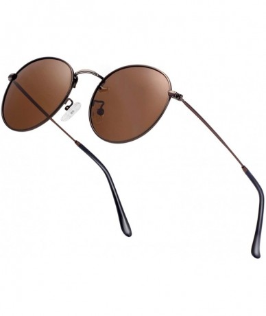 Aviator Small Round Polarized Sunglasses Retro Men Women Mirrored Lens Metal Frame Circle Sun Glasses Shades - CQ18RNS2E44 $2...