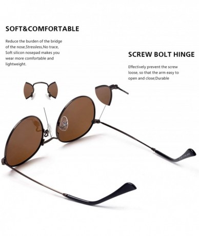 Aviator Small Round Polarized Sunglasses Retro Men Women Mirrored Lens Metal Frame Circle Sun Glasses Shades - CQ18RNS2E44 $2...