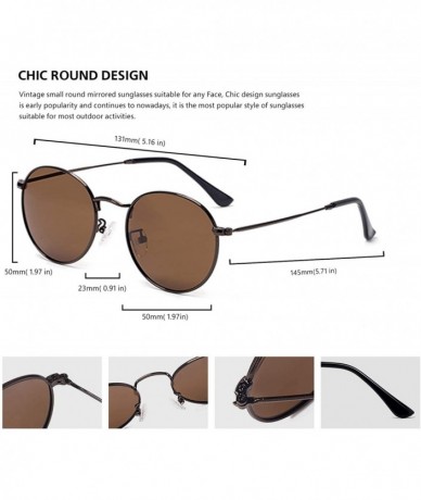 Aviator Small Round Polarized Sunglasses Retro Men Women Mirrored Lens Metal Frame Circle Sun Glasses Shades - CQ18RNS2E44 $2...