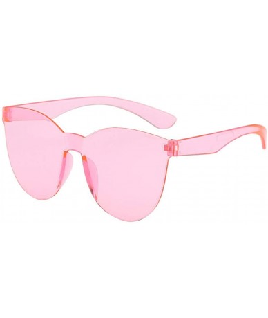 Oval UV Protection Sunglasses for Women Men Rimless frame Square Acrylic Lens and Frame Sunglass - Q - C51902MRUM5 $20.40