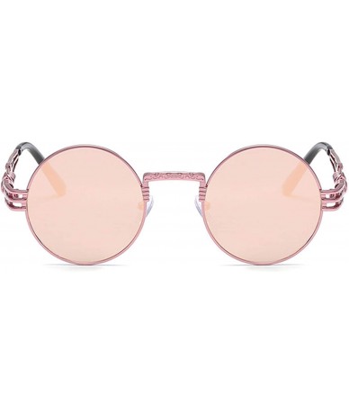 Round Womens Sunglasses Round Punk Fashion Sunglasses Small - Pink Frame+pink Lens - CY18OZEDU8Q $39.91