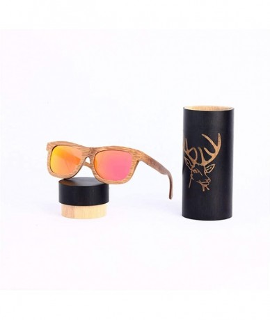 Square Ladies Sunglasses Women Polarized Retro Vintage Sun Glasses Men Wood Bamboo Sunglasses Designer Square Glasses - CB18X...