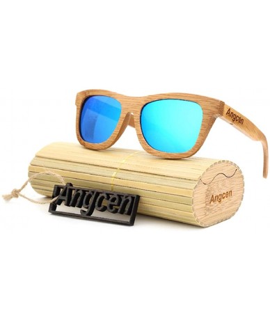 Square Ladies Sunglasses Women Polarized Retro Vintage Sun Glasses Men Wood Bamboo Sunglasses Designer Square Glasses - CB18X...