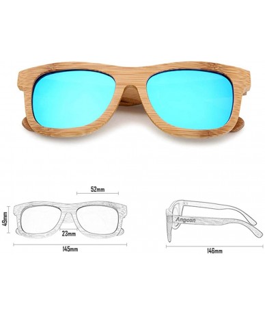 Square Ladies Sunglasses Women Polarized Retro Vintage Sun Glasses Men Wood Bamboo Sunglasses Designer Square Glasses - CB18X...