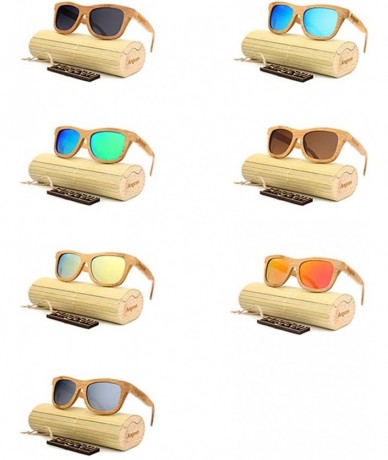 Square Ladies Sunglasses Women Polarized Retro Vintage Sun Glasses Men Wood Bamboo Sunglasses Designer Square Glasses - CB18X...